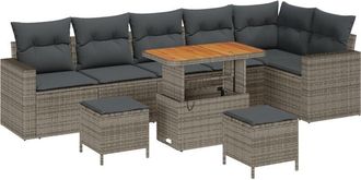 vidaXL Vidaxl - Garden Sofa Set Height-Adjustable 9 pcs Grey Poly Rattan