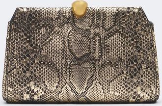 Nour Hammour Clutch Lou in pelle stampata