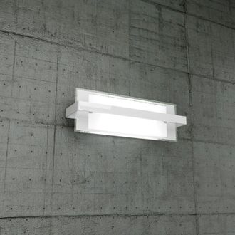 Top-Light Applique Industrial-Minimal Cross Metallo Bianco Vetro 2 Luci E27 44Cm