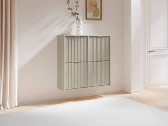Vente-Unique Shoe Cabinet With 4 Drop-Down Compartments - Beige & Gold - FRALYN