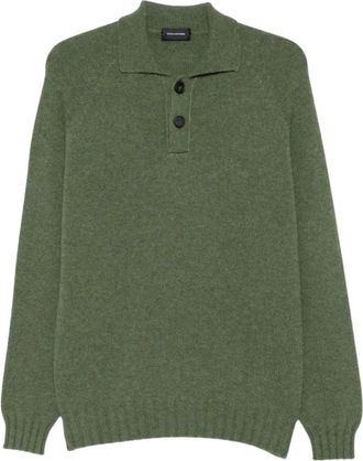 Tagliatore Gebreide trui met ronde hals - Heren - Polos - Groen - XL - Kasjmier - Tops