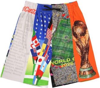 Pleasures World Cup Drawstring Cotton Shorts in Multi at Nordstrom, Size Xx-Large
