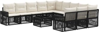 vidaXL Conjunto De Sof&aacute;s De Jard&iacute;n 12 Uds. Negro Y Blanco Crema Vidaxl