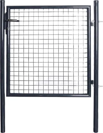 vidaXL Mesh Garden Gate Galvanised Steel 33.7x39.4 Gray, 143369