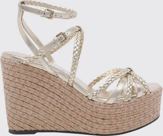 Jimmy Choo London Sandali con zeppa Nyra in pelle intrecciata laminata