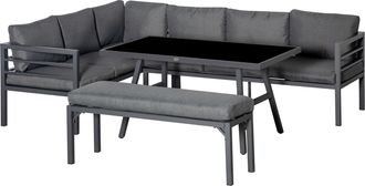 OUTSUNNY 8-Seater Aluminium Garden Dining Sofa Furniture Set with Cushions | TJ Hughes