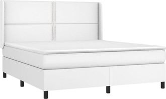 vidaXL Vidaxl - Cama Box Spring Con Colch&oacute;n Cuero Sint&eacute;tico Blanco 180x200 Cm