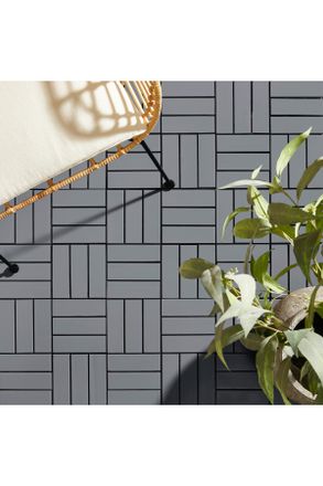 ambia GARDEN Terrassenfliese, Grau, Schwarz, Holz, Kunststoff, Akazie, massiv, 30x2.4x30 cm, Teppiche und Böden, Terrassenböden & Balkonböden