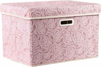 OEM Caja De Almacenamiento Plegable - 45 X 30 X 30 Cm - Tela De Algod&oacute;n Gruesa - Con Tapa Y Asa - Rosa - 1 Unidad