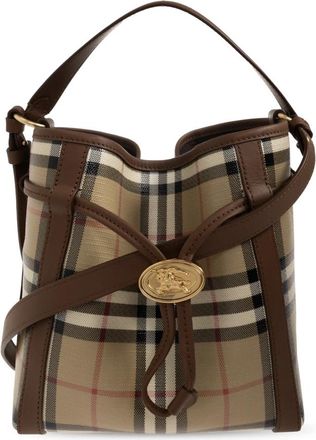 Burberry Mini Bucket Bag met ruitpatroon - Dames - Schoudertassen - Bruin - ONE Size - Katoen - Tassen