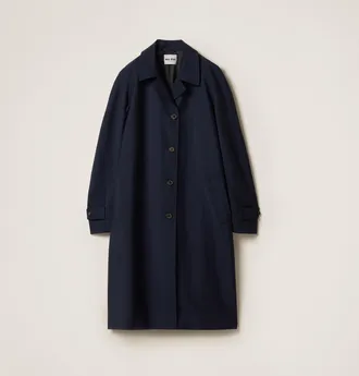 Miu Miu Single-breasted Kid Mohair Coat, Woman, Navy, Size 38