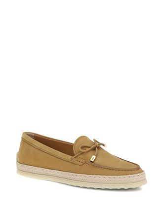 Tod's Nubuck with Raffia Trim Loafer - Camel