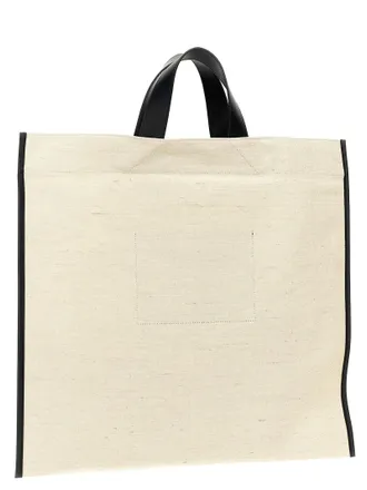Jil Sander Canvas with Leather Trim Tote Bag - Beige