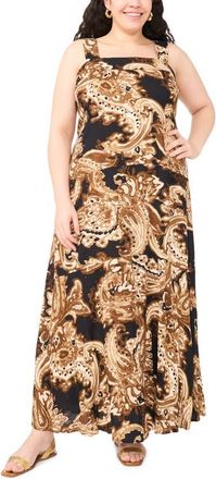Vince Camuto Print Sleeveless Maxi Dress in Rich Black at Nordstrom, Size 3 X