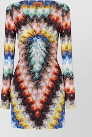 Missoni long sleeve fitted mini dress v neckline