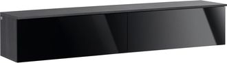 HOMCOM Wall Mounted TV Stand Unit with Storage and High Gloss Effect - Black | TJ Hughes
