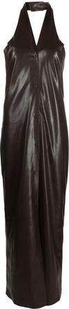 Nanushka halterneck faux-leather dress - women - Polyurethane/Recycled Polyester - M - Brown