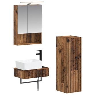 vidaXL Juego De Muebles De Ba&ntilde;o 4 Pcs Madera Envejecida Vidaxl