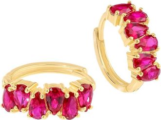 Tiramisu Plated 3.22 Ct. Tw. Lab Created Ruby Hoop Earrings