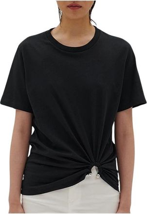Barbara Bui Dames T-shirt met gedrapeerd effect in katoenen jersey - Dames - T-shirts - Zwart - M - Katoen - Tops
