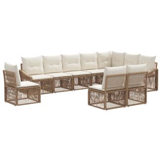 vidaXL Conjunto De Sof&aacute;s De Jard&iacute;n 10 Pcs Beige Rat&aacute;n Sint&eacute;tico Vidaxl