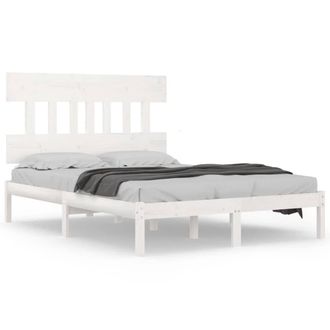 Berkfield Home Bed Frame White Solid Wood 120x200 cm | Size: Small Double