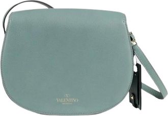 Valentino Pre-owned Cross Body Bags, female, Green, Size: ONE SIZE Pre-owned Rockstud Round Saddle Shoulder Crossbody Bag