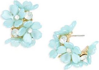 Natasha Flower Huggie Earrings in Gold/Blue at Nordstrom Rack
