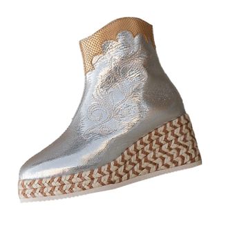 Generic Fashion Thick Bottom Chunky Heel Womens Boots Breathable Fashion Round Head Chunky Heel Womens Shoes 1inch Dress Boots (Silver, 6.5)