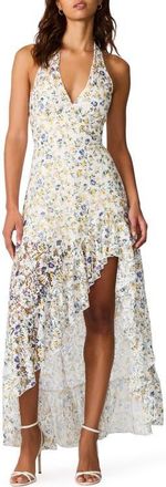 Steve Madden Floral Print Halter Dress in White Ditsy Floral at Nordstrom, Size 10