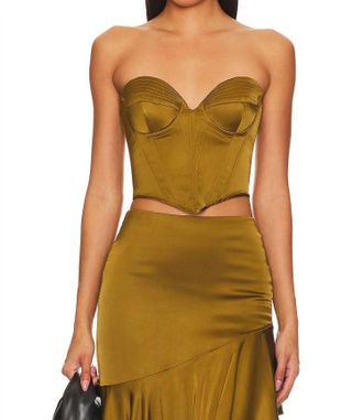 NBD Amrita Corset Top In Olive Green