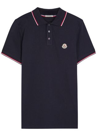 Moncler Logo-appliqu&eacute;d Piqu&eacute; Cotton Polo Shirt - Blue - Xxl