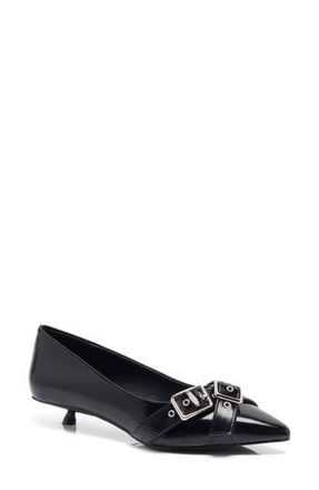 Free People So 90s Pointed Toe Kitten Heel Pump in Black Vegan Leather at Nordstrom Rack, Size 9.5