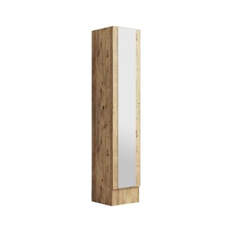 Dmora Mueble De Entrada Jacques, Espejo Incluido, 3 Estantes, Una Puerta, 36x36x180h Cm Roble Marr&oacute;n