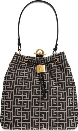 Balmain Pulse Monogram Jacquard Rugzak - Dames - Schoudertassen - Zwart - ONE Size - Katoen - Tassen