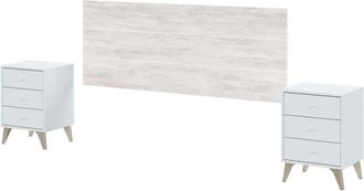 F.R.S. Conjunto de cabecero y dos mesitas Liss 240cm(ancho) 56/60cm(alto) 33.5cm(fondo)