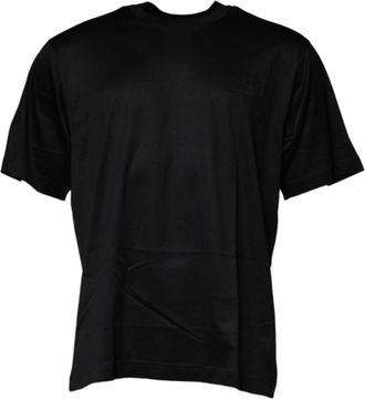 Dolce & Gabbana Mens Cotton Tshirt Classic Crew Neck - Black - Size EU 52 (Mens)