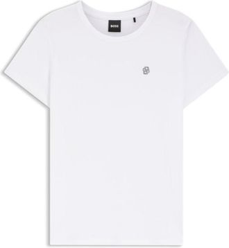 BOSS Logo-artwork slim-fit T-shirt in cotton jersey
