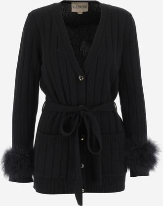 Valentino Garavani Black Wool Cardigan