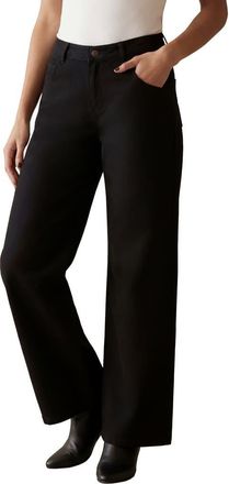Jessica London Classic Denim Wide Leg Jean in Black at Nordstrom, Size 16