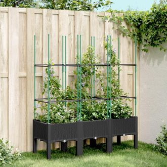 vidaXL Jardinera Con Enrejado Pp Negro 120x40x142,5 Cm Vidaxl