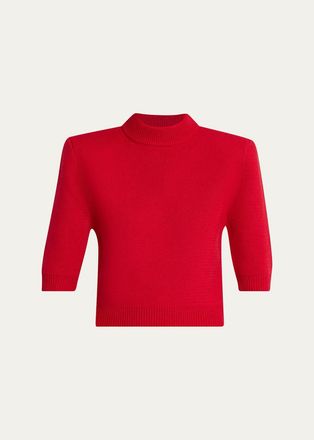 Willy Chavarria Chavela Wool Short-Sleeve Crop Sweater