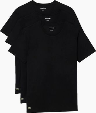 Lacoste Mens Lacoste 3 Pack Lounge Cotton T-Shirts Black/Black/Black - Size: 38
