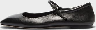 Aeyde Womens Leather Mary Jane Flats in Black Calfskin - Size UK 6