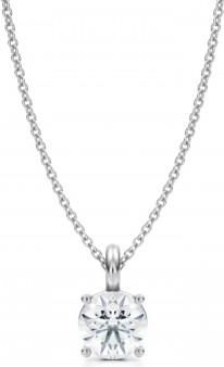 Allurez Round Lab Diamond 4-Prong Necklace 14K White Gold (1.00ct)