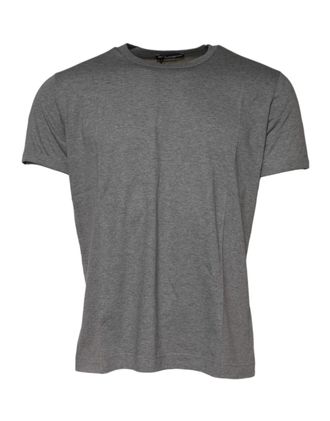 Dolce & Gabbana Gray Cotton Crew Neck Short Sleeves Mens T-shirt