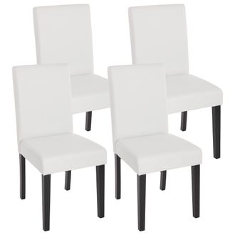 Hhg Hhg - Juego De 4 Sillas De Comedor Silla De Cocina Littau, Polipiel, Blanco Mate, Patas Oscuras