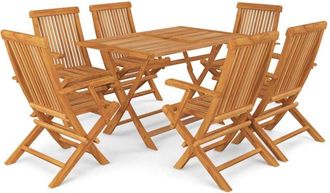 vidaXL Vidaxl - Juego De Comedor Para Jard&iacute;n 7 Piezas Madera Maciza Teca