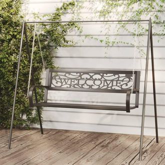 vidaXL Garden Bank Bank 125 Cm De Acero Y Pl&aacute;stico Negro