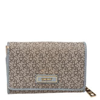 DKNY Dkny Grey Monogram Canvas And Leather Flap Wallet